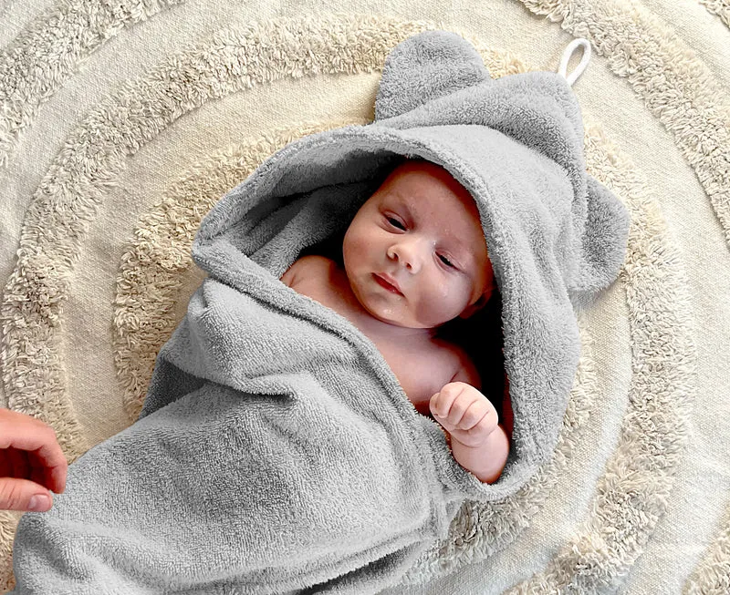 Baby towel 100% terry cotton | 75x75cm | Grey