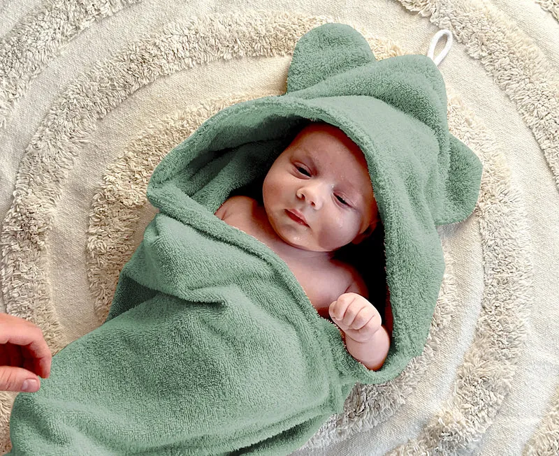 Baby towel 100% terry cotton | 75x75cm | Bottle green