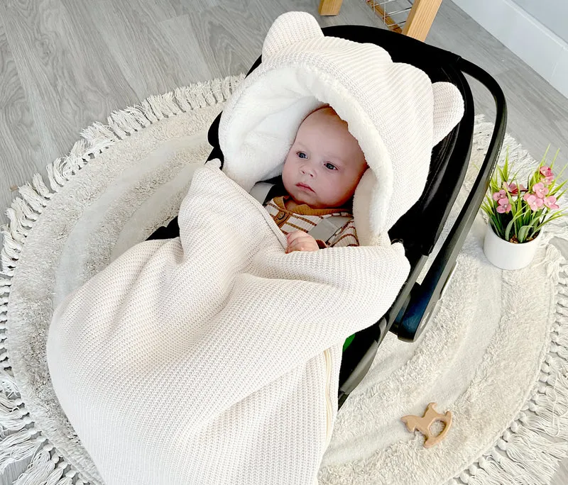 3-in-1 knitted swaddle for car seat | Sand