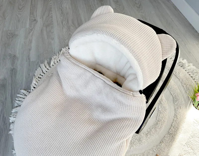 3-in-1 knitted swaddle for car seat | Sand