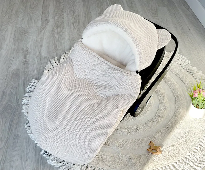 3-in-1 knitted swaddle for car seat | Sand