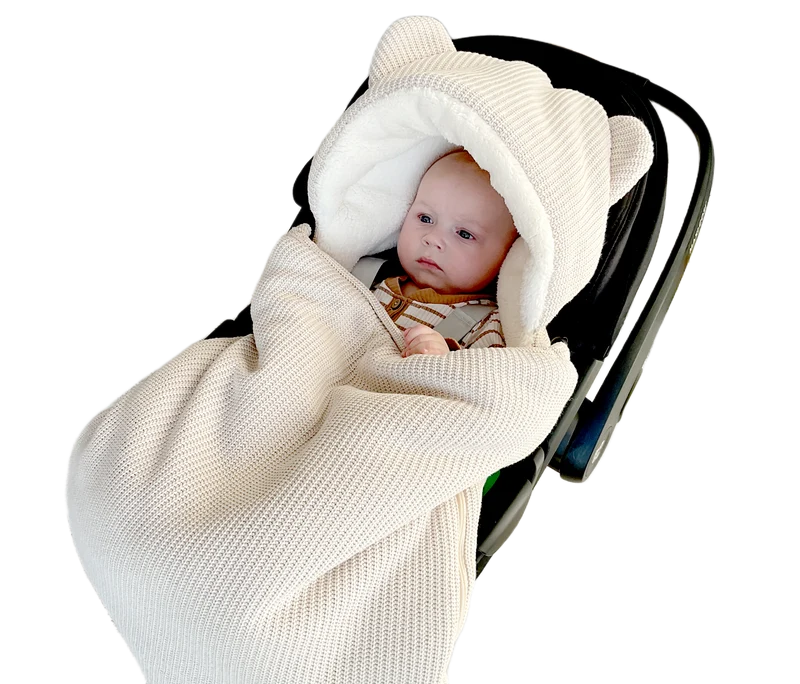 3-in-1 knitted swaddle for car seat | Sand