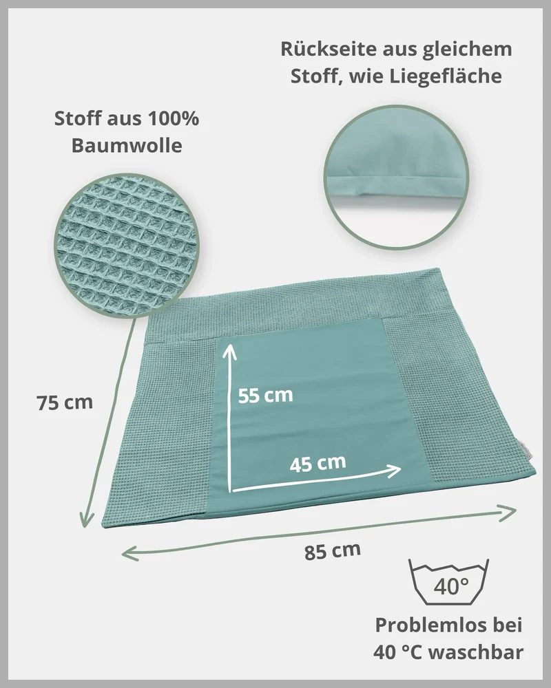 Wickelauflagen-Bezug Waffelpiqué Salbeigrün