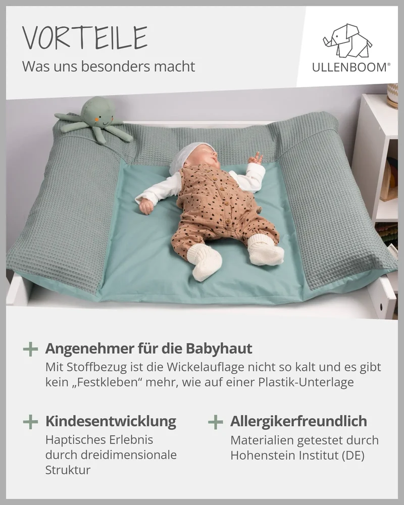 Wickelauflagen-Bezug Waffelpiqué Salbeigrün