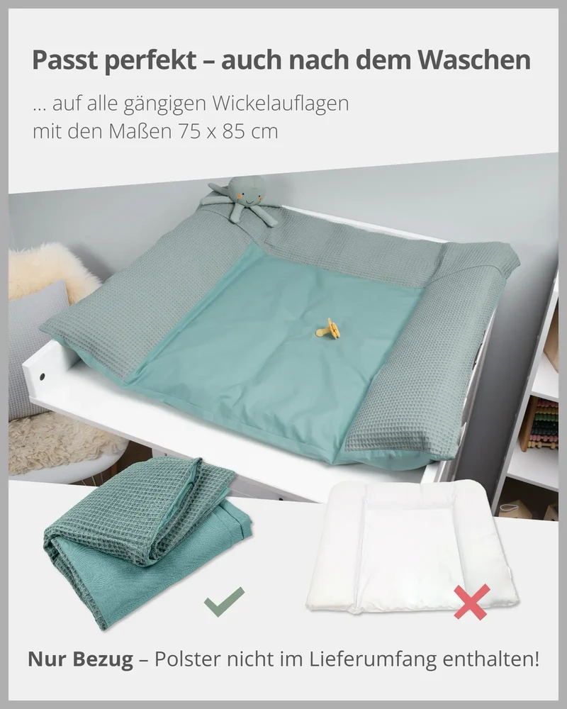 Wickelauflagen-Bezug Waffelpiqué Salbeigrün
