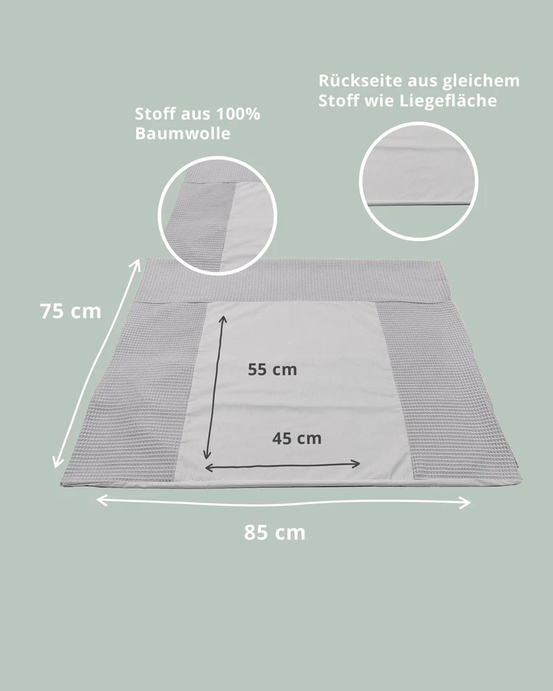 Wickelauflagen-Bezug Waffelpiqué Grau