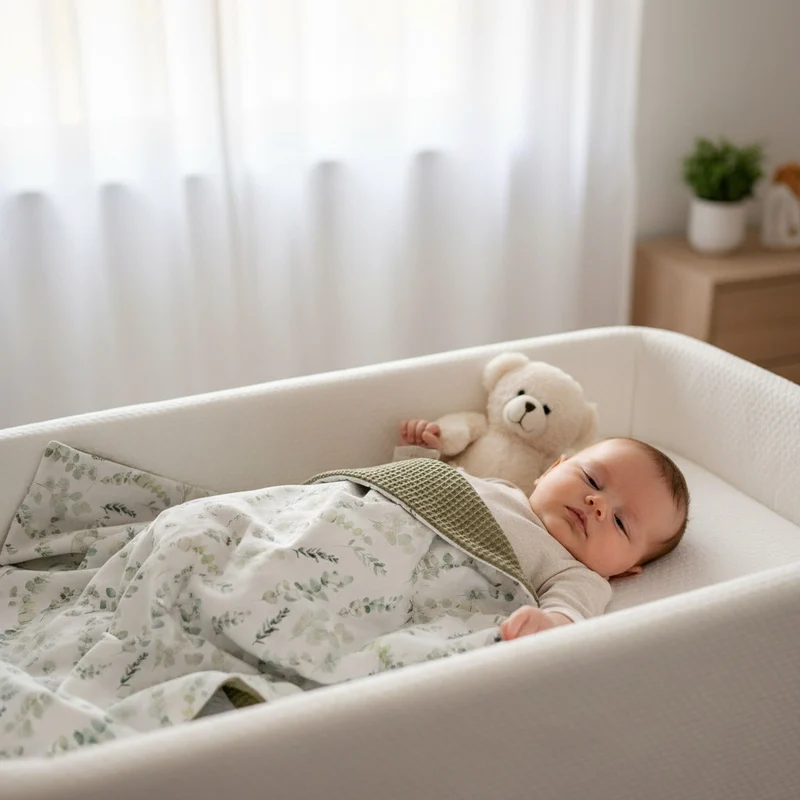 BABYDECKE mit Waffelpique "Eukalyptus"
