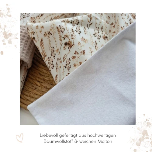 WINDELTASCHE "Gräser" beige mit Wickeldecke & Wunschnamen