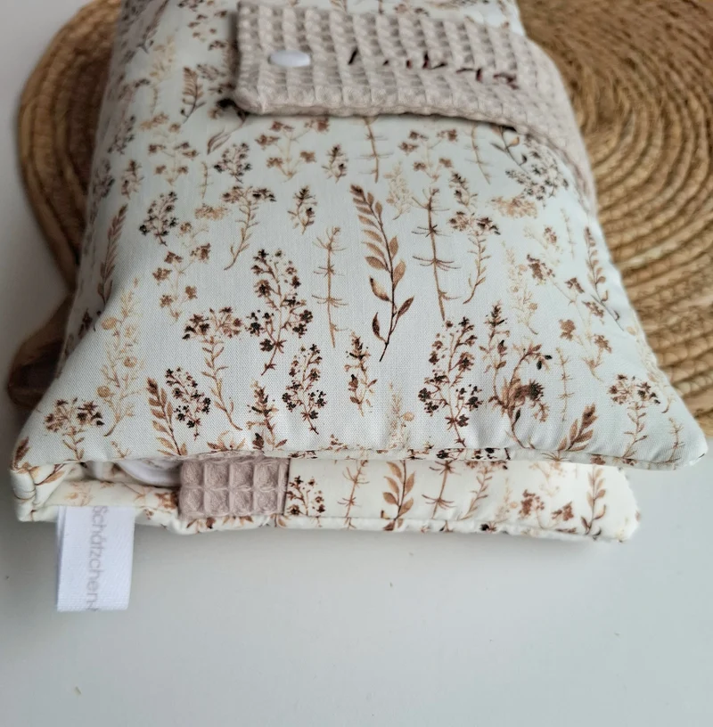 WINDELTASCHE "Gräser" beige mit Wickeldecke & Wunschnamen