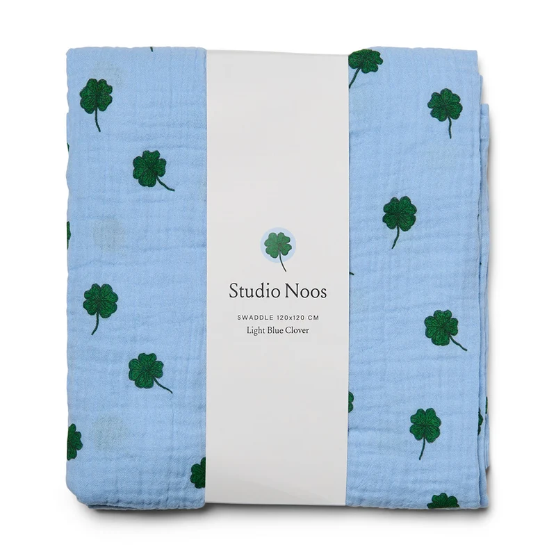 Studio Noos Mulltuch 'Clover' 70 x 70 cm Light Blue