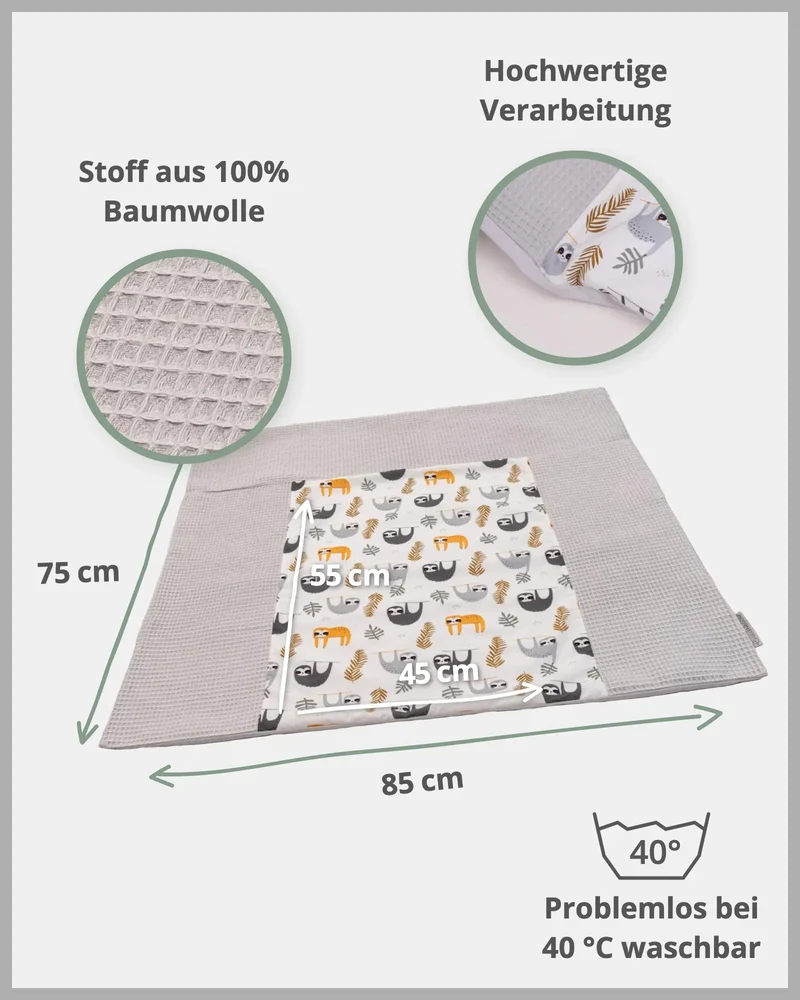 Wickelauflagen-Bezug Grau Faultiere