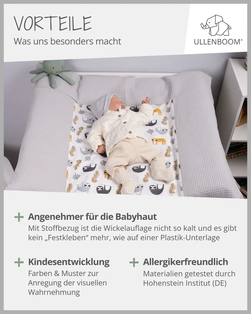 Wickelauflagen-Bezug Grau Faultiere