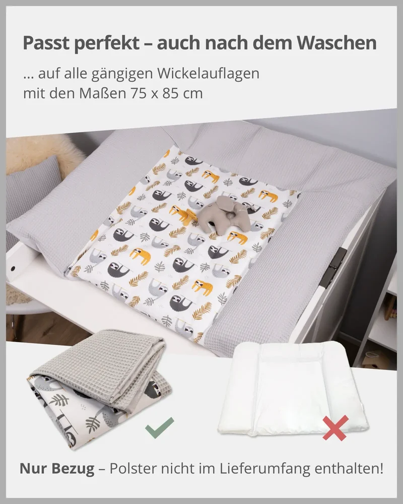 Wickelauflagen-Bezug Grau Faultiere