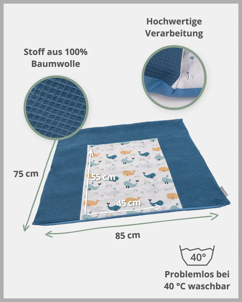 Wickelauflagen-Bezug Blau Wale