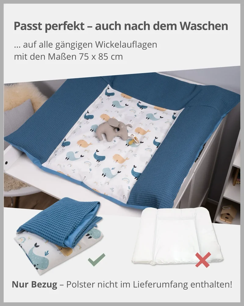 Wickelauflagen-Bezug Blau Wale
