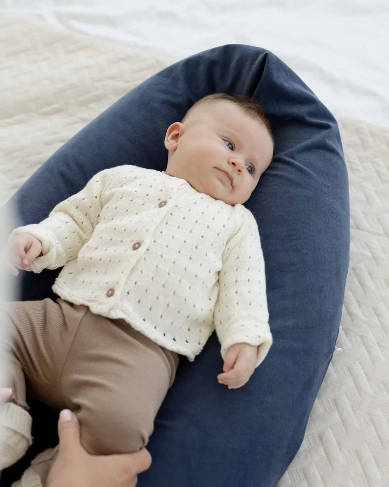Stillkissen mit Inlett Feincord Jeansblau