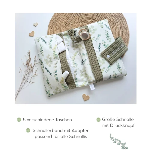 WINDELTASCHE "Eukalyptus" mit Wickeldecke & Wunschnamen