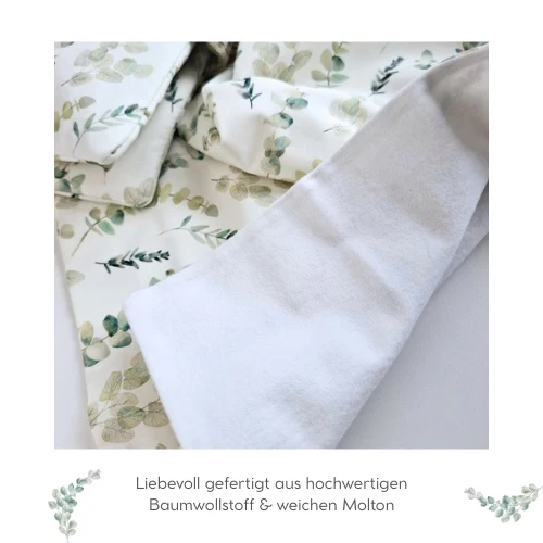 WINDELTASCHE "Eukalyptus" mit Wickeldecke & Wunschnamen