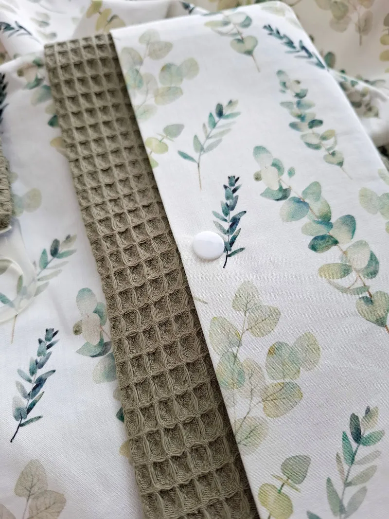 WINDELTASCHE "Eukalyptus" mit Wickeldecke & Wunschnamen