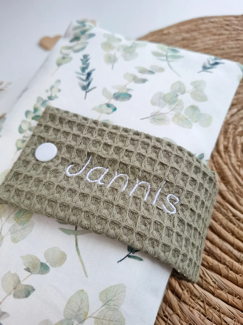 WINDELTASCHE "Eukalyptus" mit Wickeldecke & Wunschnamen