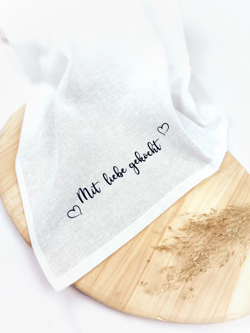 GESCHIRRTUCH "Mit Liebe gekocht" Baumwolle/Leinen