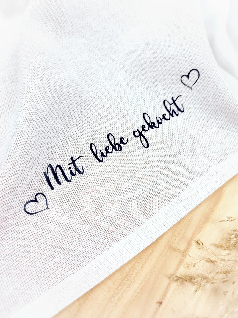 GESCHIRRTUCH "Mit Liebe gekocht" Baumwolle/Leinen