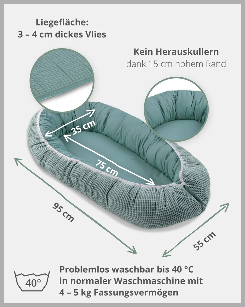 Babynest Waffelpiqué Salbeigrün