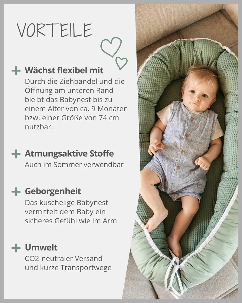 Babynest Waffelpiqué Salbeigrün