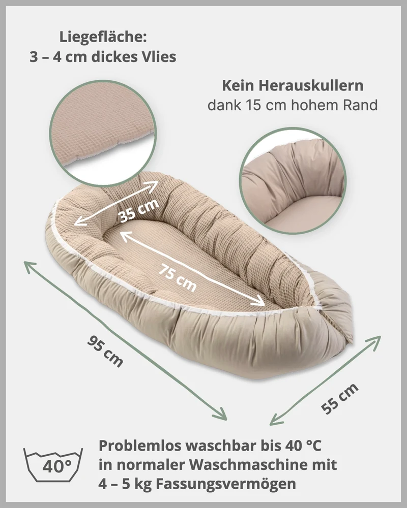 Babynest Waffelpiqué Sand