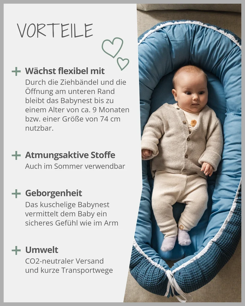 Babynest Waffelpiqué Blau
