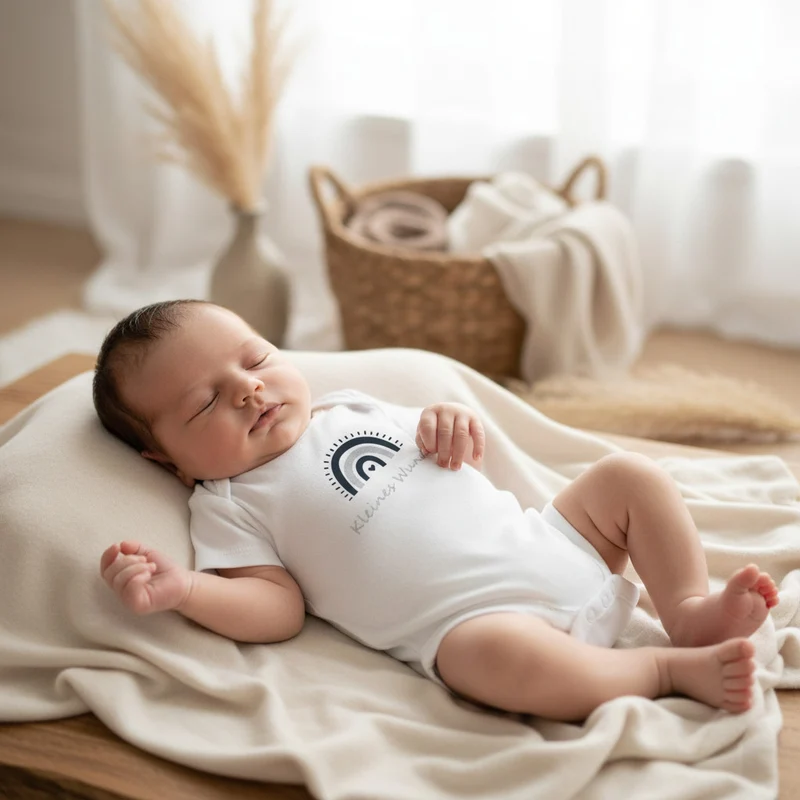 BABYBODY kurzarm weiß "Regenbogen" in Geschenkbox
