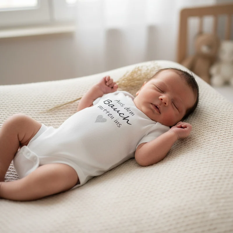 BABYBODY "Aus dem Bauch mitten ins Herz" kurzarm weiß in Geschenkbox