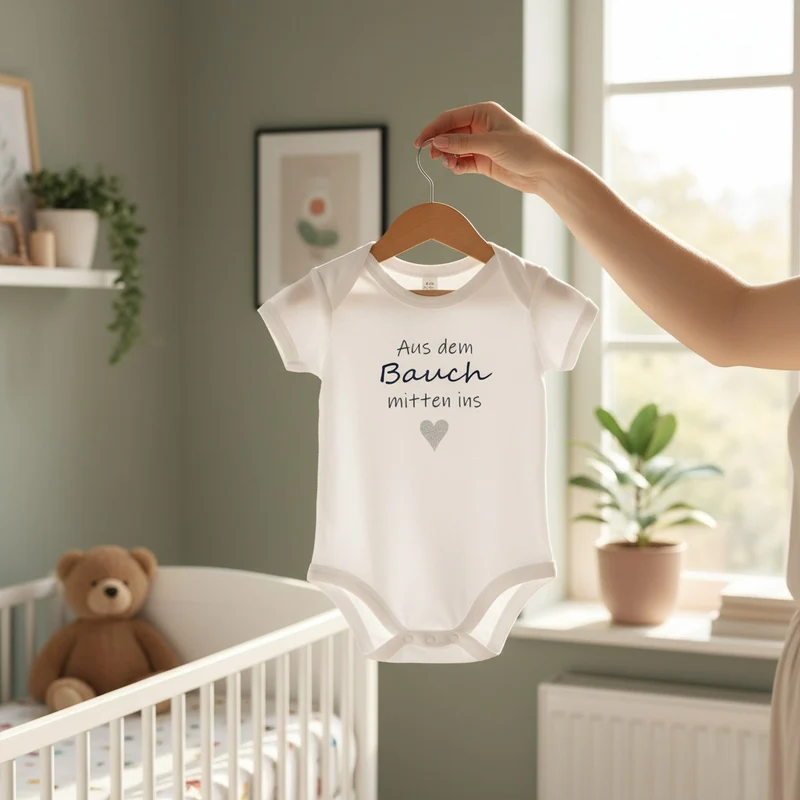 BABYBODY "Aus dem Bauch mitten ins Herz" kurzarm weiß in Geschenkbox