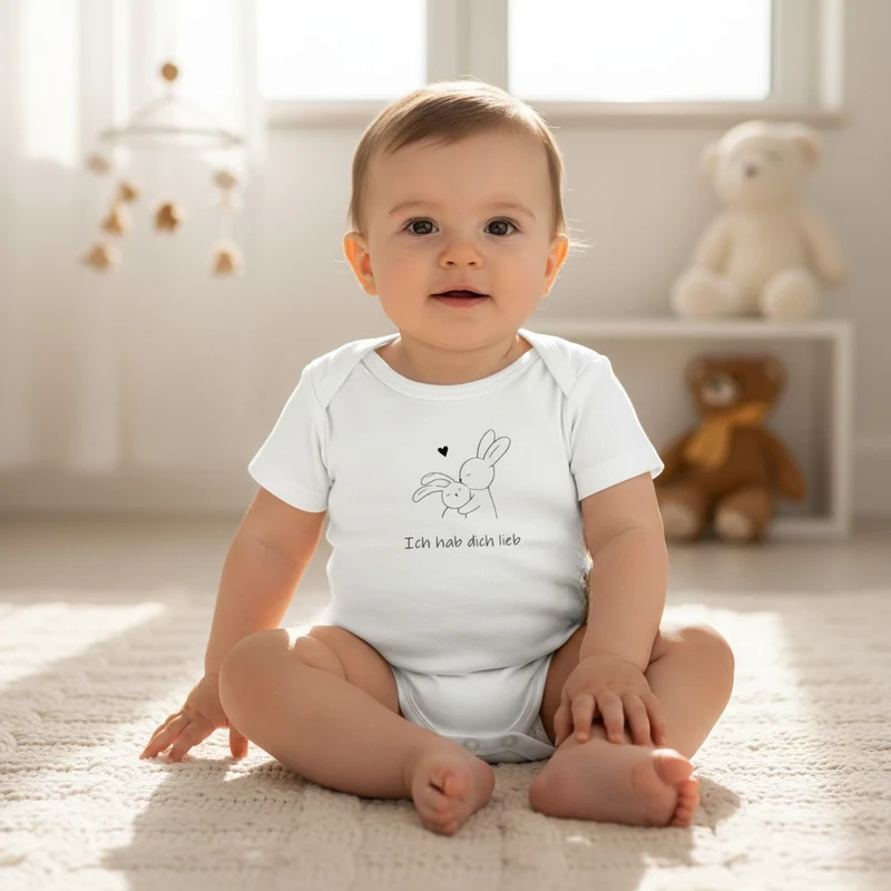 BABYBODY kurzarm weiß "Ich hab dich lieb" in Geschenkbox