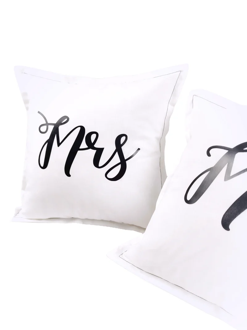 2er Set Dekokissen "Mr & Mrs" - personalisierbar