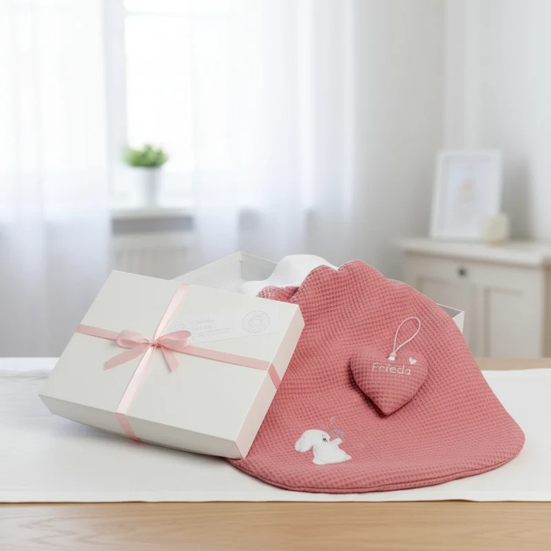 BABY GESCHENKSET "Hase mit Pusteblume" Strampelsack & Herz inkl. Personalisierung mit Geschenkbox