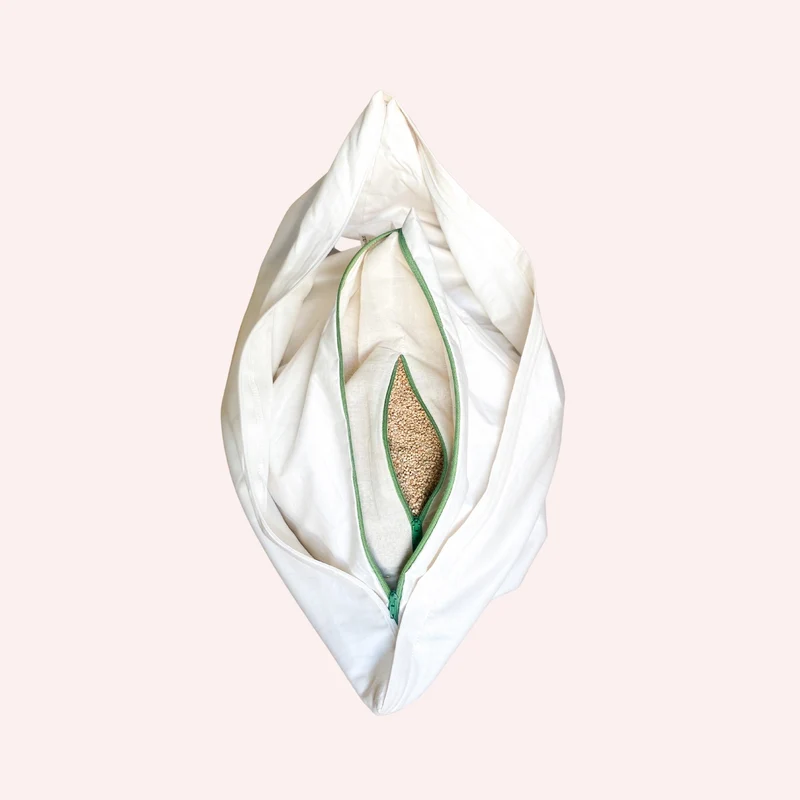 Kopfkissen Hirse mit Rosenblüten & Rosenquarz 60x40cm Creme
