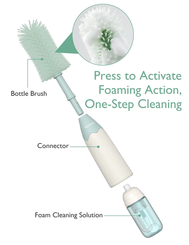 Momcozy Innovatives Flaschenbürsten-Set mit Push-Press-Design