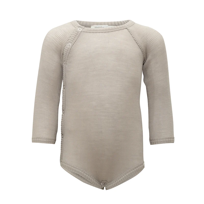 Minimalisma Wickelbody Langarm aus Merinowolle 'Ask' Hemp