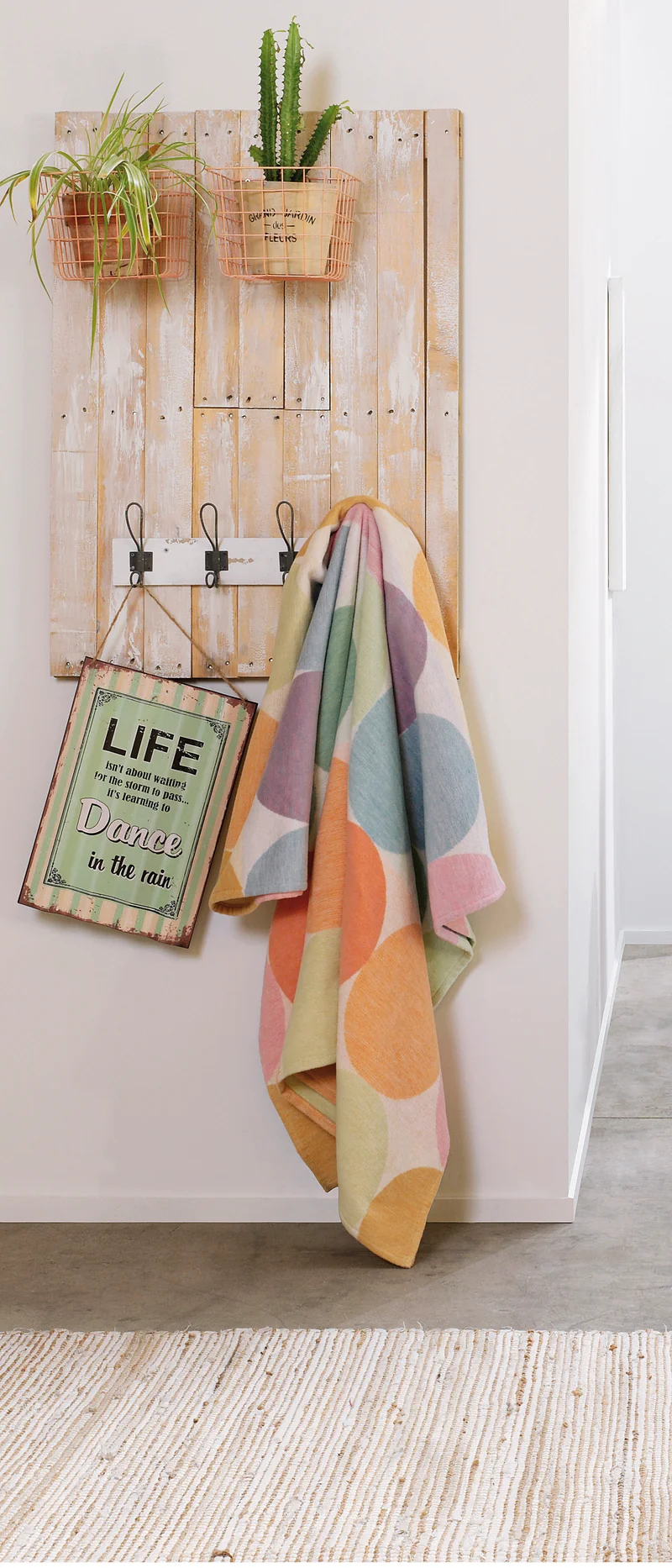 Bunte Wohndecke mit Kreisen 140 x 200