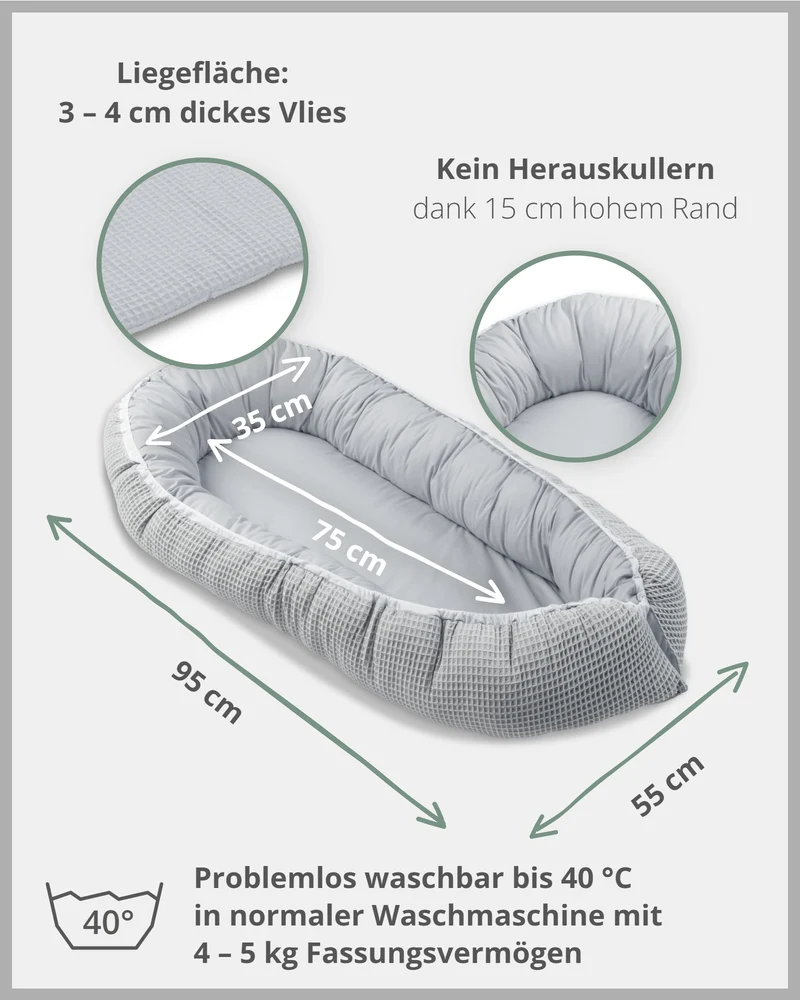Babynest Waffelpiqué Grau