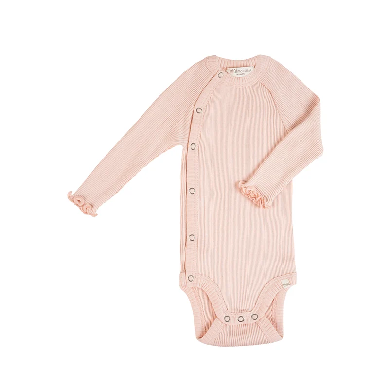 Minimalisma Wickelbody Langarm aus Seide/Baumwolle 'Bibi' Sweet Rose