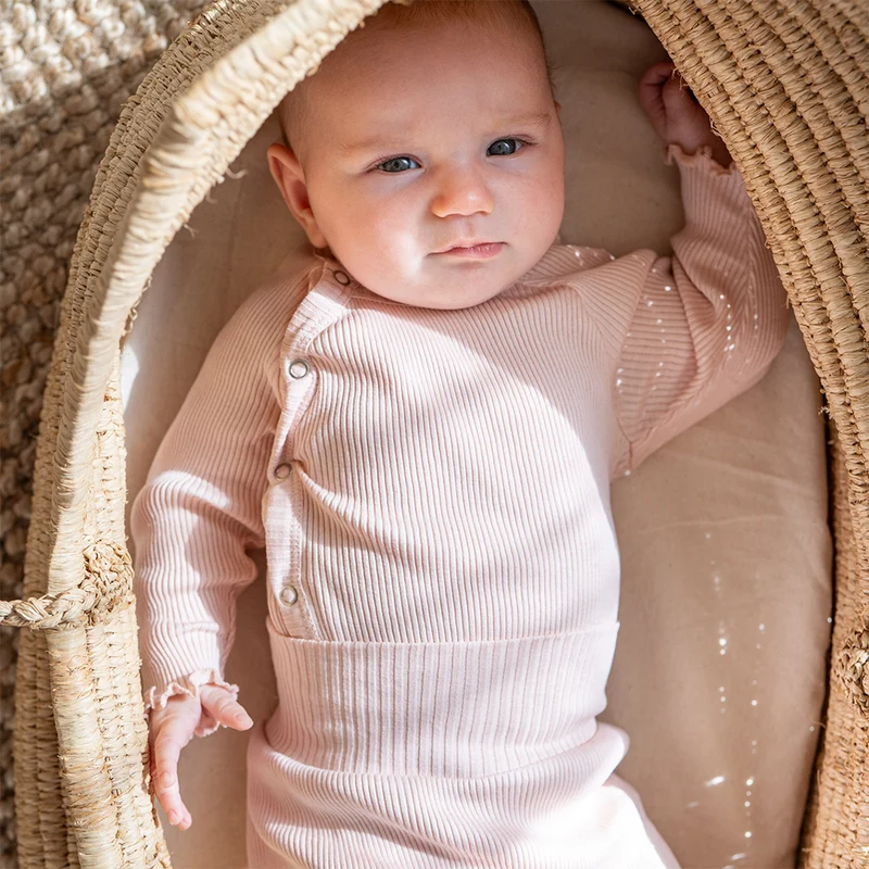Minimalisma Wickelbody Langarm aus Seide/Baumwolle 'Bibi' Sweet Rose