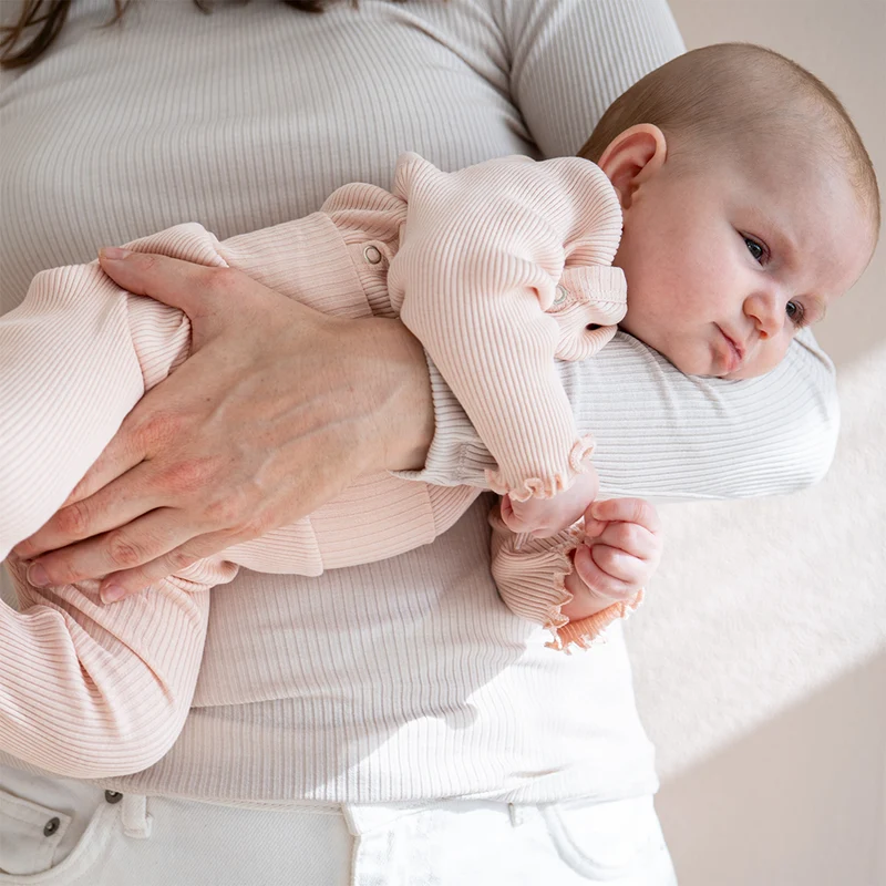 Minimalisma Wickelbody Langarm aus Seide/Baumwolle 'Bibi' Sweet Rose