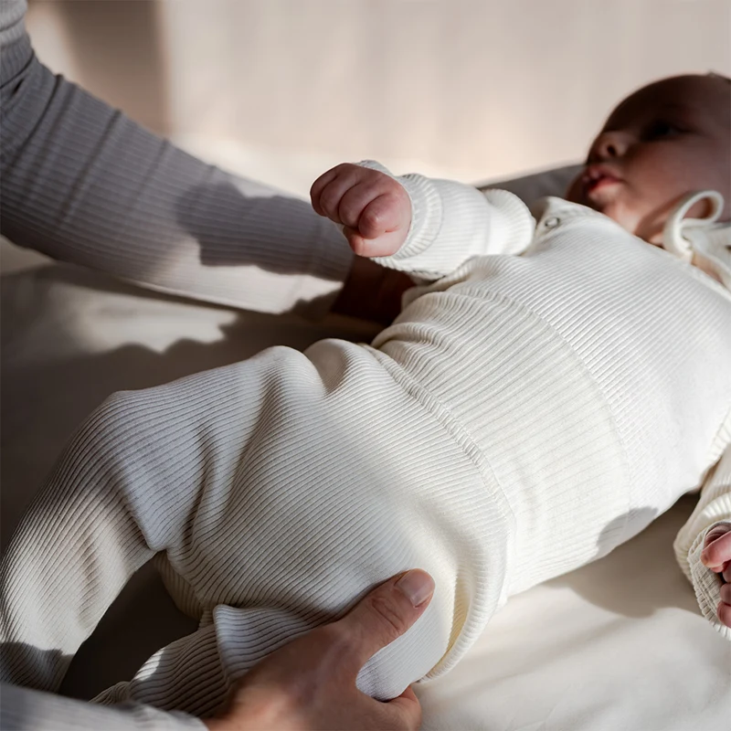 Minimalisma Wickelbody Langarm aus Seide/Baumwolle 'Bibi' Cream