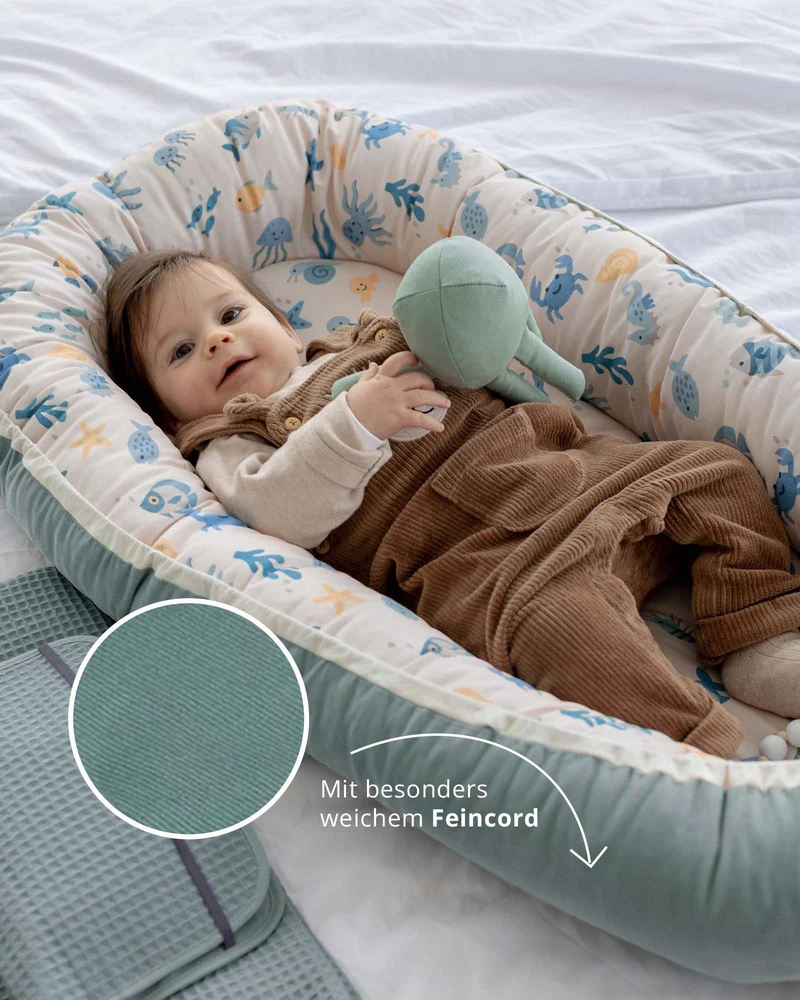 Babynest Feincord Unterwasserwelt