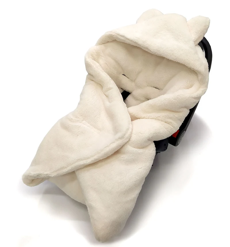 Winter blanket, swaddle for car seat carriers 3 and 5 point belt system | Ecru