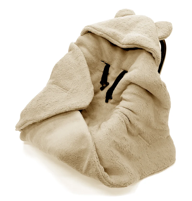 Winter blanket, swaddle for car seat carriers 3 and 5 point belt system | Beige