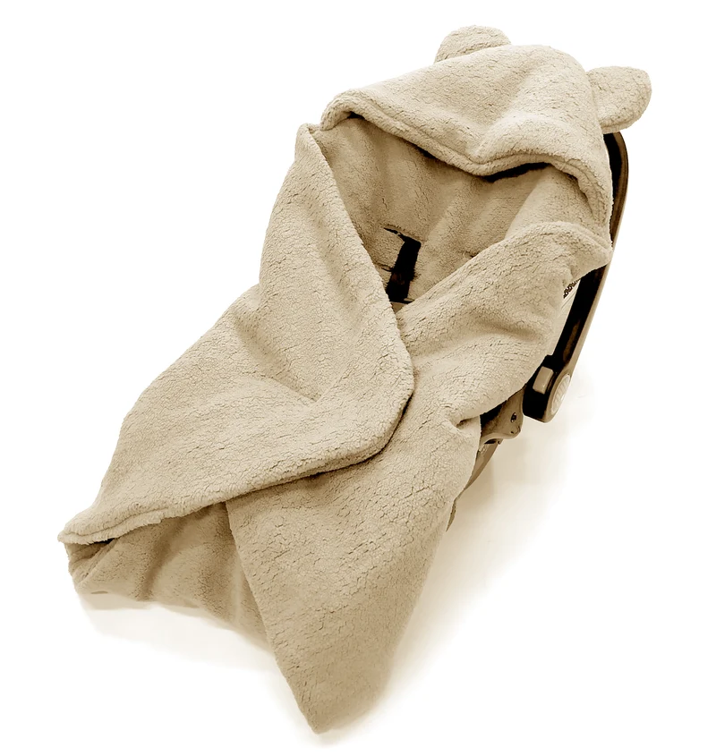 Winter blanket, swaddle for car seat carriers 3 and 5 point belt system | Beige