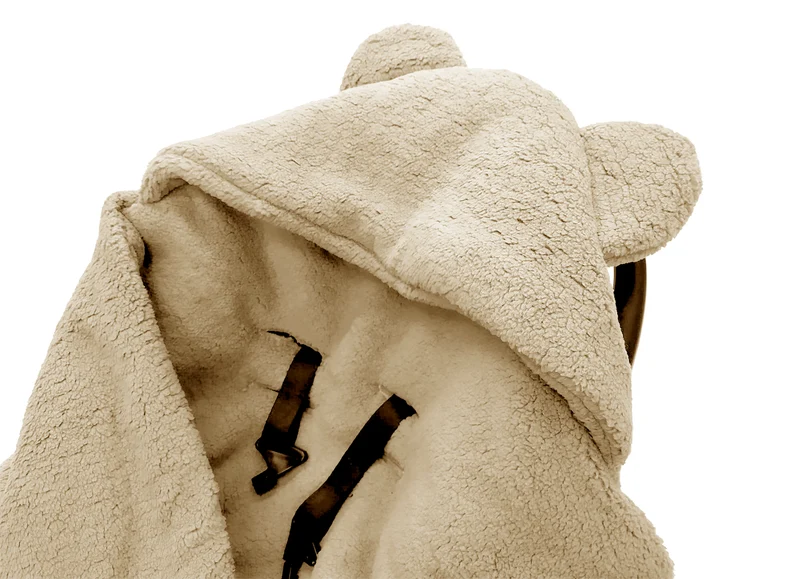 Winter blanket, swaddle for car seat carriers 3 and 5 point belt system | Beige